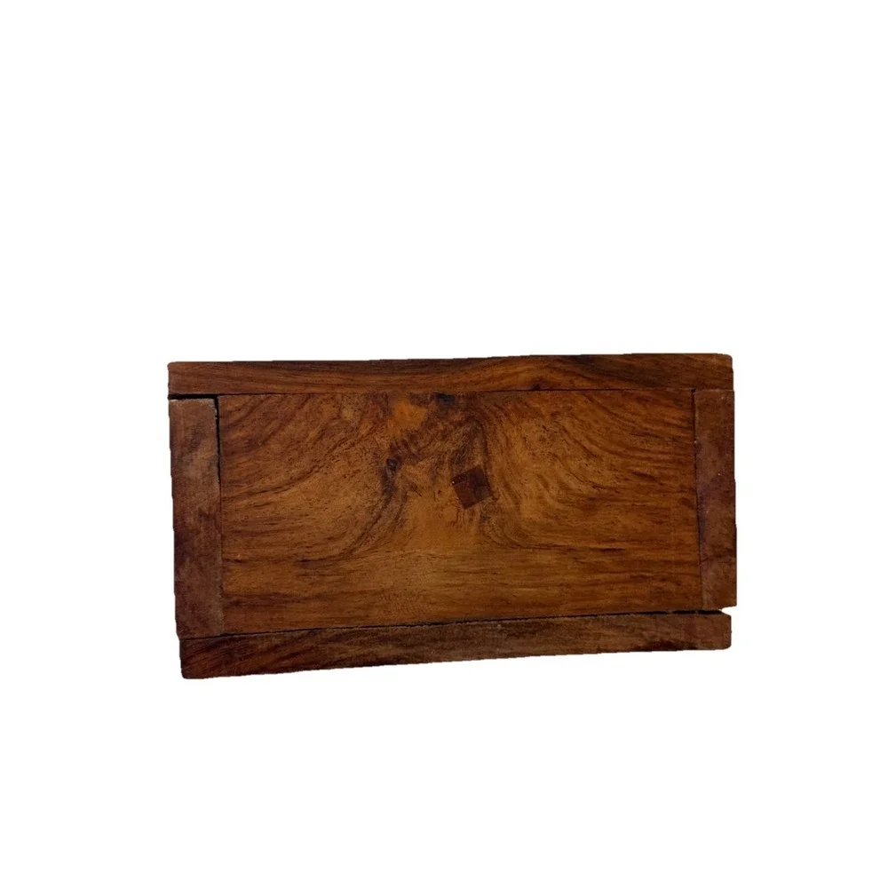 Vintage Carved Wood Wall Pocket Indian Tibetan Floral Key Box Mail‎ Holder